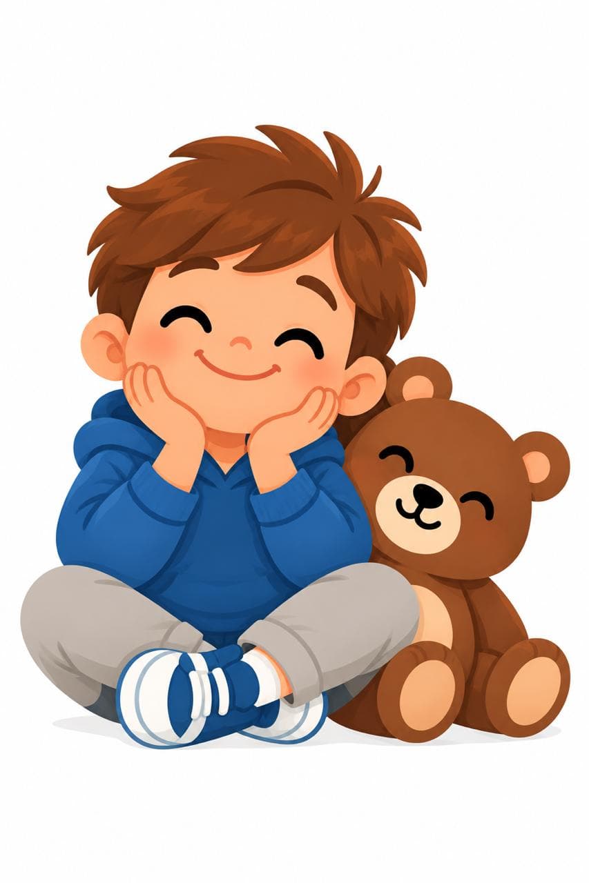 Balu con su oso de peluche